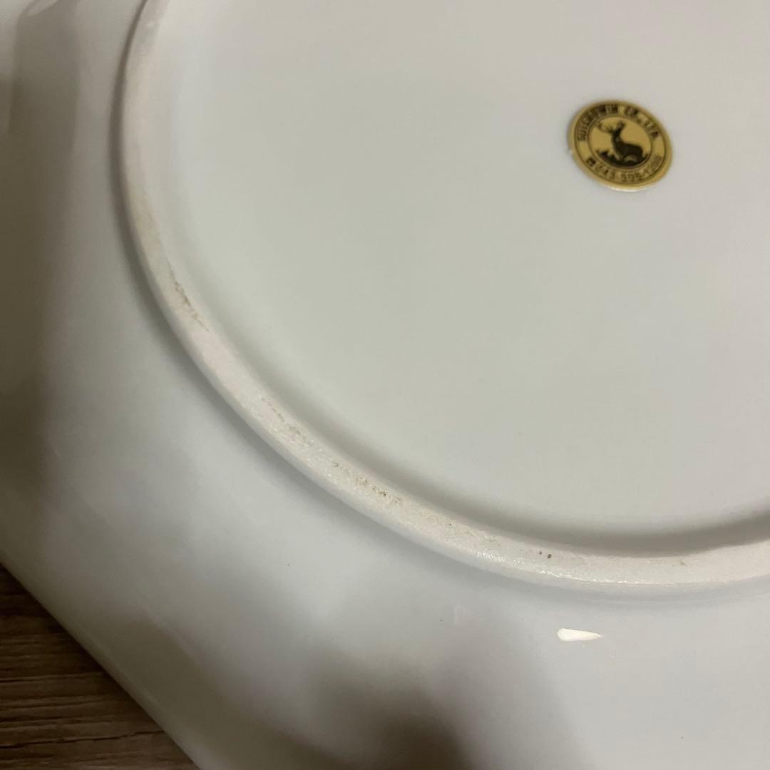 E-1 【極美品】翠松園（SUISHOWIN）八角皿 2枚セットフルーツ柄箱入り