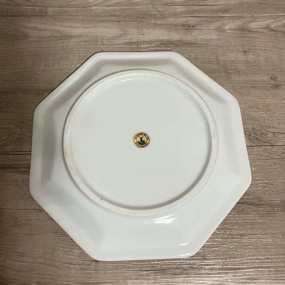 E-1 【極美品】翠松園（SUISHOWIN）八角皿 2枚セットフルーツ柄箱入り