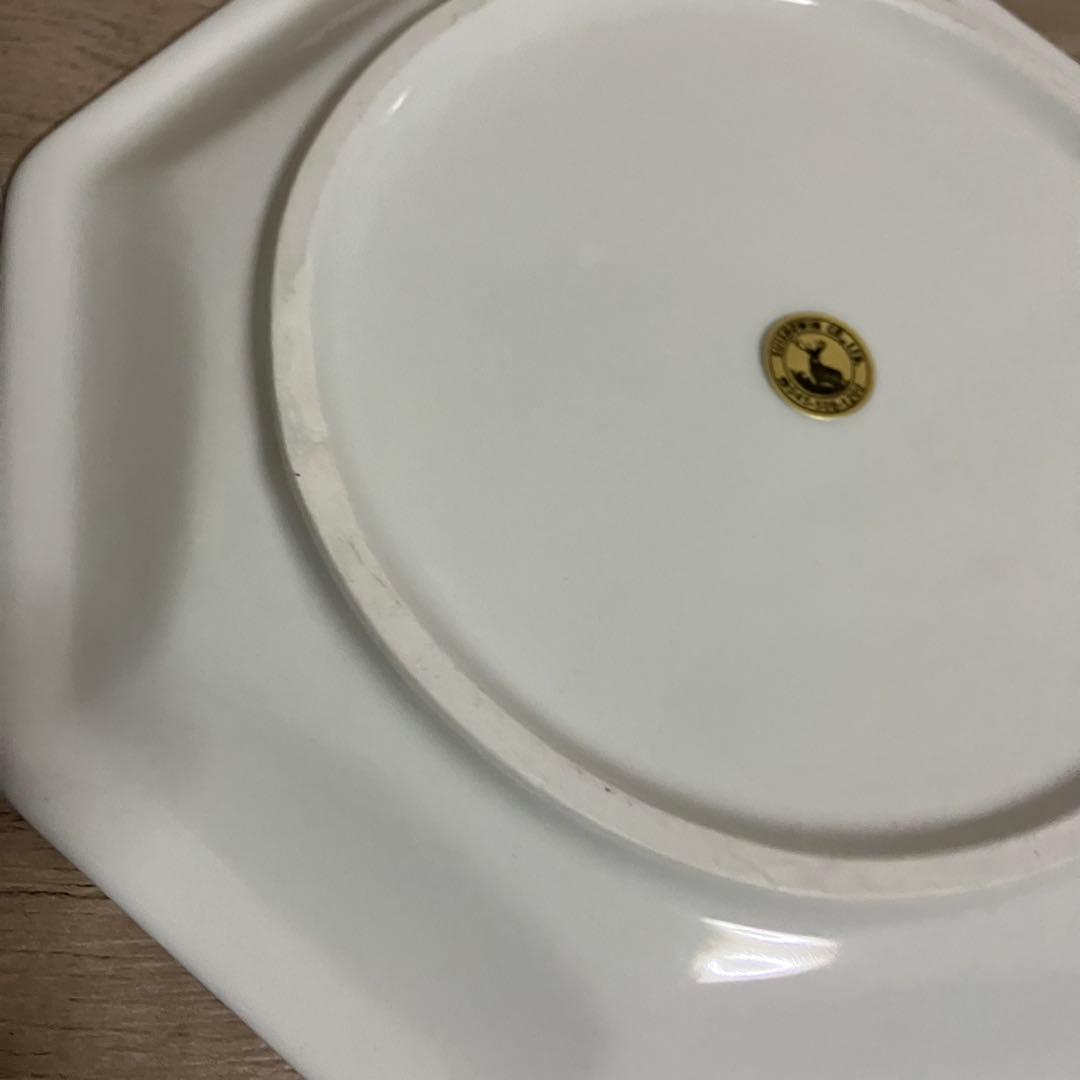 E-1 【極美品】翠松園（SUISHOWIN）八角皿 2枚セットフルーツ柄箱入り