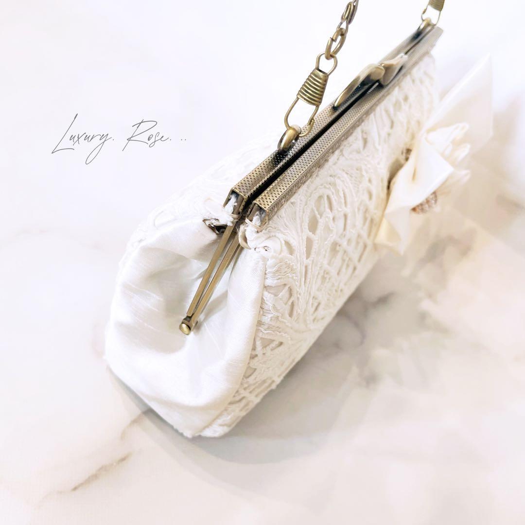 即納品！現品のみ限定価格！上品大人シルク混シャンタン気品漂う  パーティーバッグ