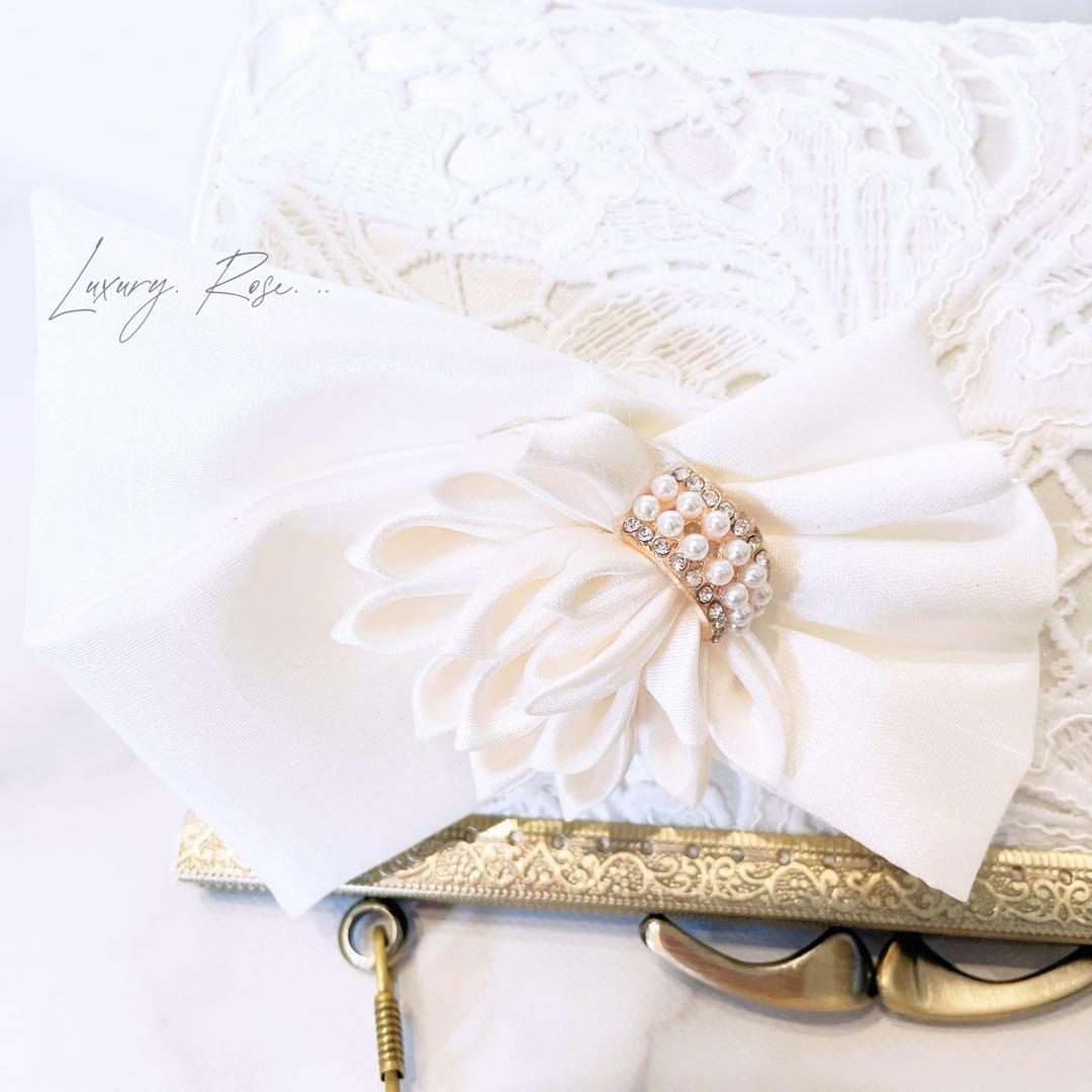 即納品！現品のみ限定価格！上品大人シルク混シャンタン気品漂う  パーティーバッグ