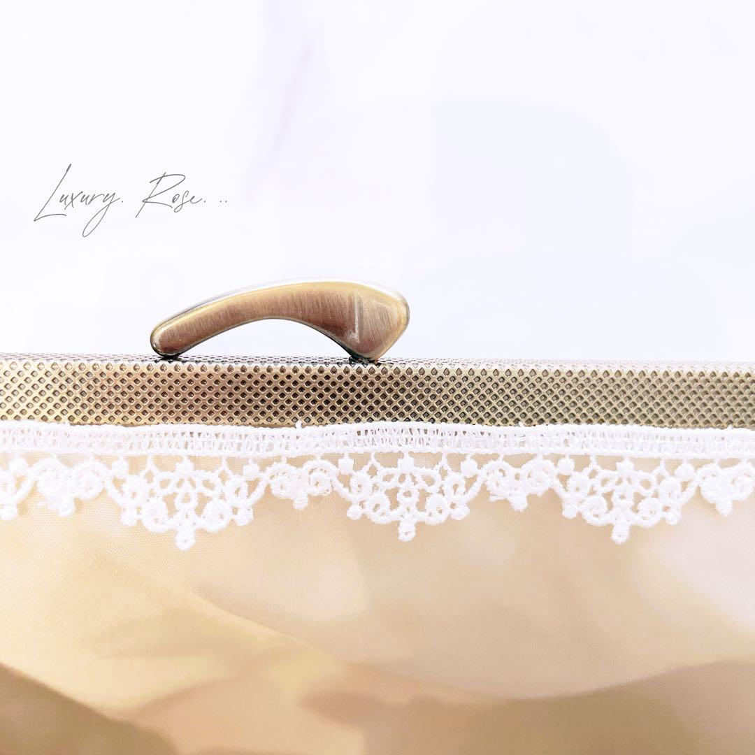 即納品！現品のみ限定価格！上品大人シルク混シャンタン気品漂う  パーティーバッグ