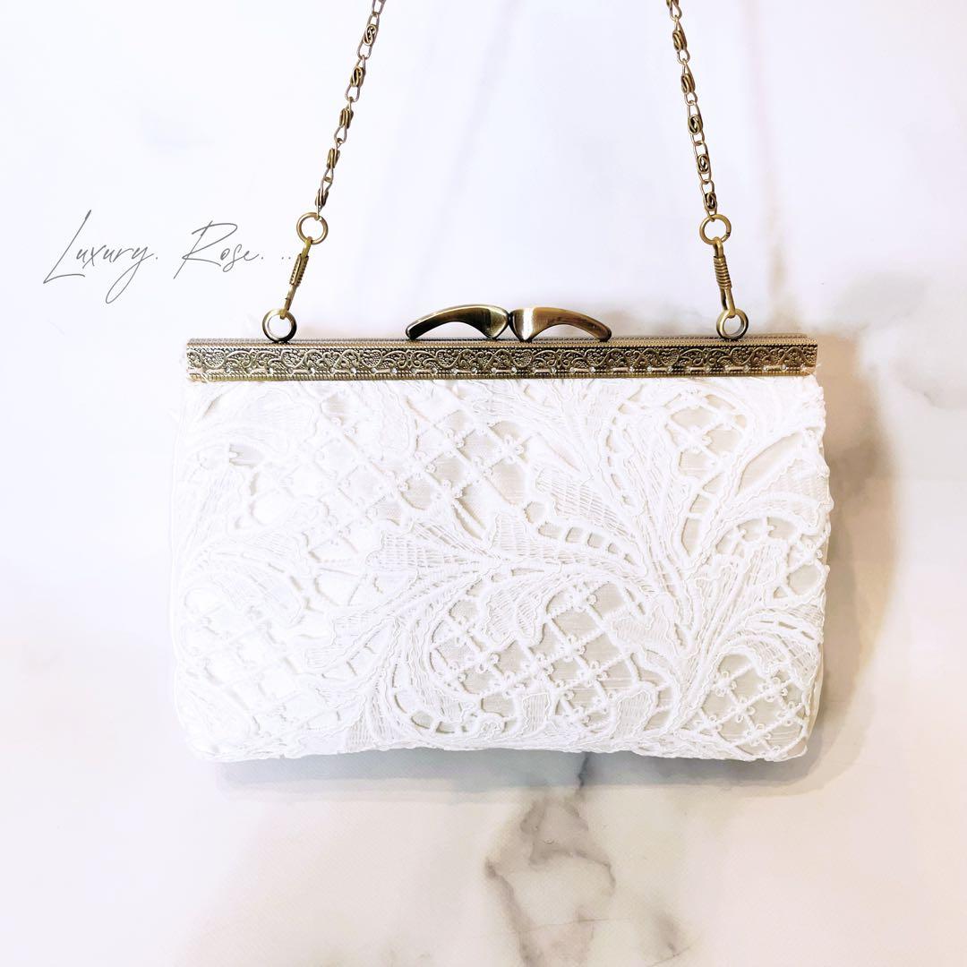 即納品！現品のみ限定価格！上品大人シルク混シャンタン気品漂う  パーティーバッグ