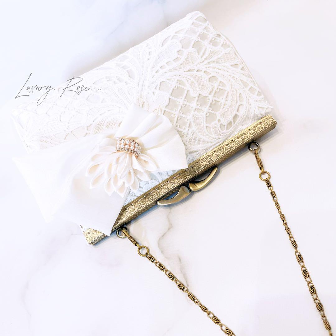 即納品！現品のみ限定価格！上品大人シルク混シャンタン気品漂う  パーティーバッグ