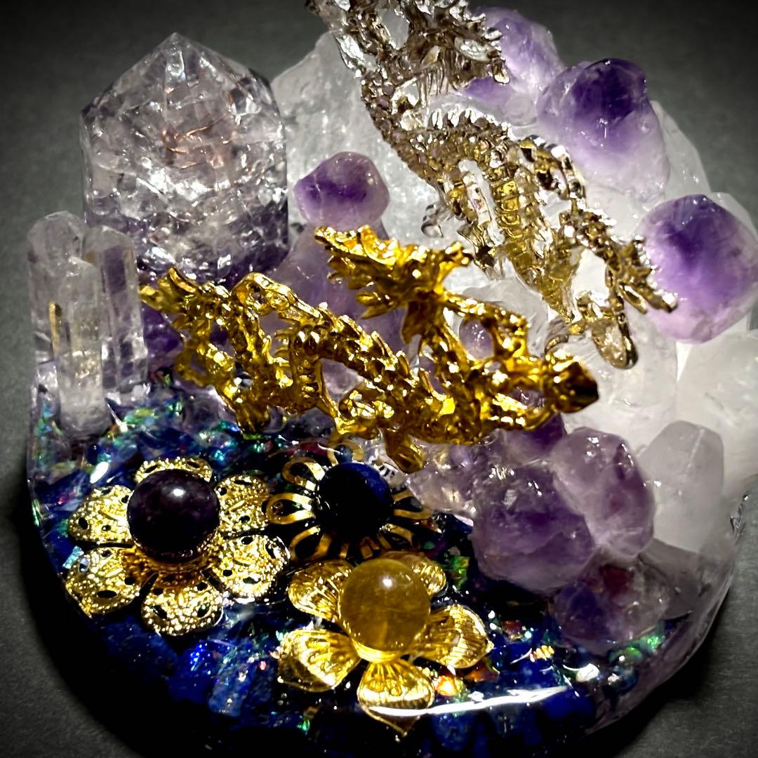 ✨龍の舞✨水中花✨オルゴナイト✨オブジェ✨ラピスラズリ✨アメジスト✨水晶✨