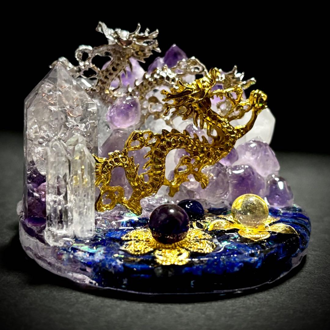 ✨龍の舞✨水中花✨オルゴナイト✨オブジェ✨ラピスラズリ✨アメジスト✨水晶✨