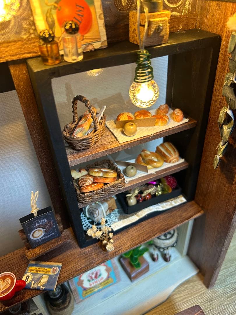 木製ミニチュアハウス⭐︎背景ボード⭐︎ハンドメイド⭐︎ドールハウス⭐︎一式セット