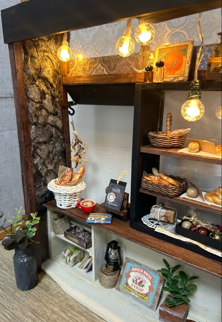 木製ミニチュアハウス⭐︎背景ボード⭐︎ハンドメイド⭐︎ドールハウス⭐︎一式セット