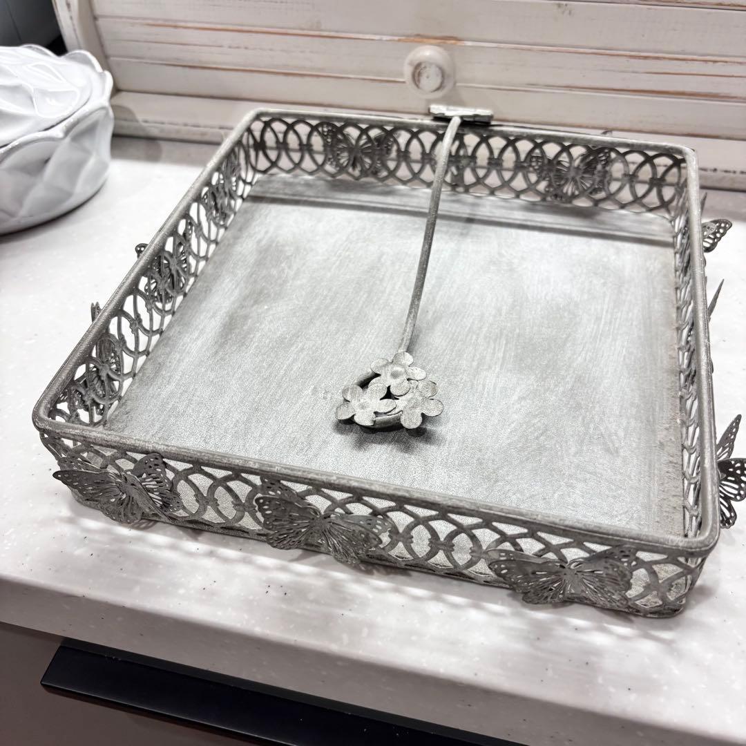 サラグレース　蝶々　ペーパーナプキンホルダー　グレー