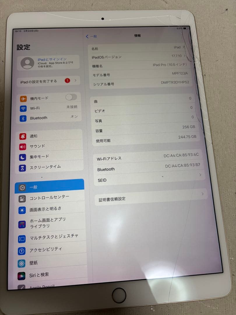 細*︎様 Apple iPad Pro (10.5インチ) 256GB バッテリ
