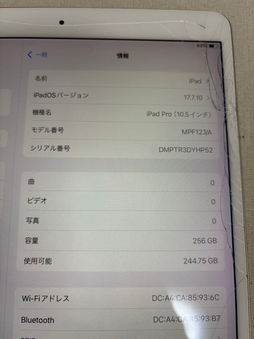 細*︎様 Apple iPad Pro (10.5インチ) 256GB バッテリ