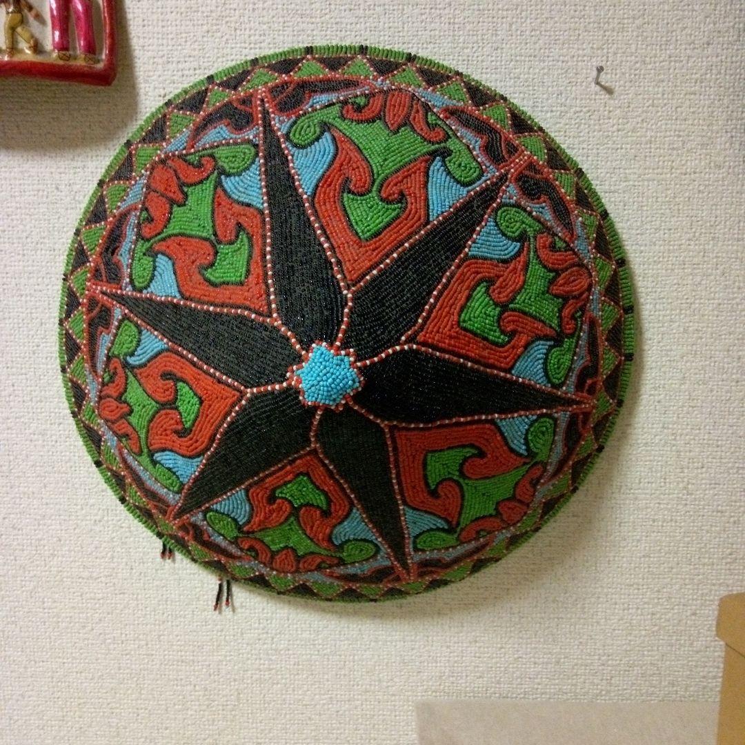 南米民芸品　ビーズ細工　ランプシェード　オブジェ　壁飾り　ハンドメイド