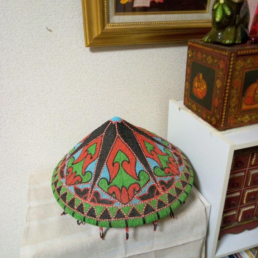 南米民芸品　ビーズ細工　ランプシェード　オブジェ　壁飾り　ハンドメイド