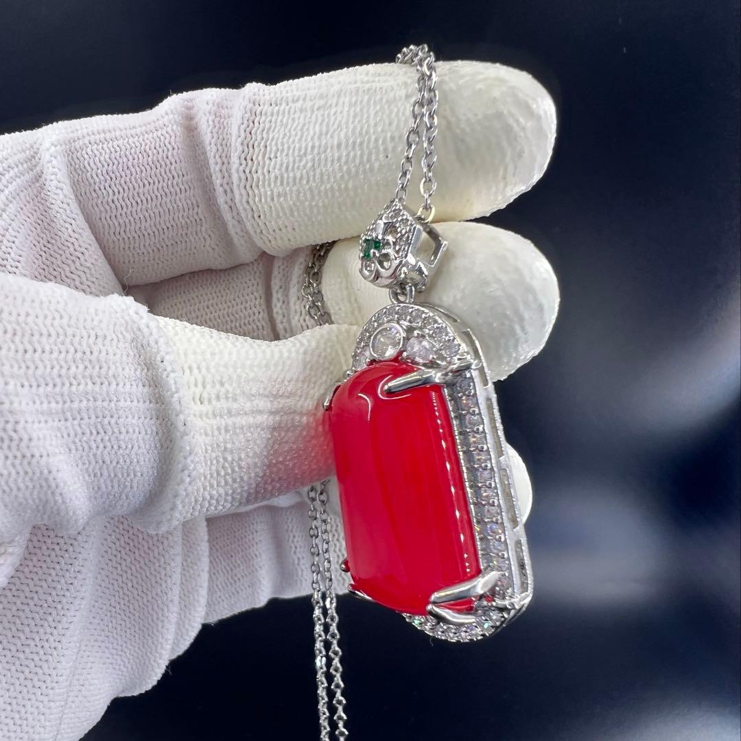 天然　カーネリアン（薄い赤瑪瑙）の無事牌スタイルネックレス ジュリコニア入り