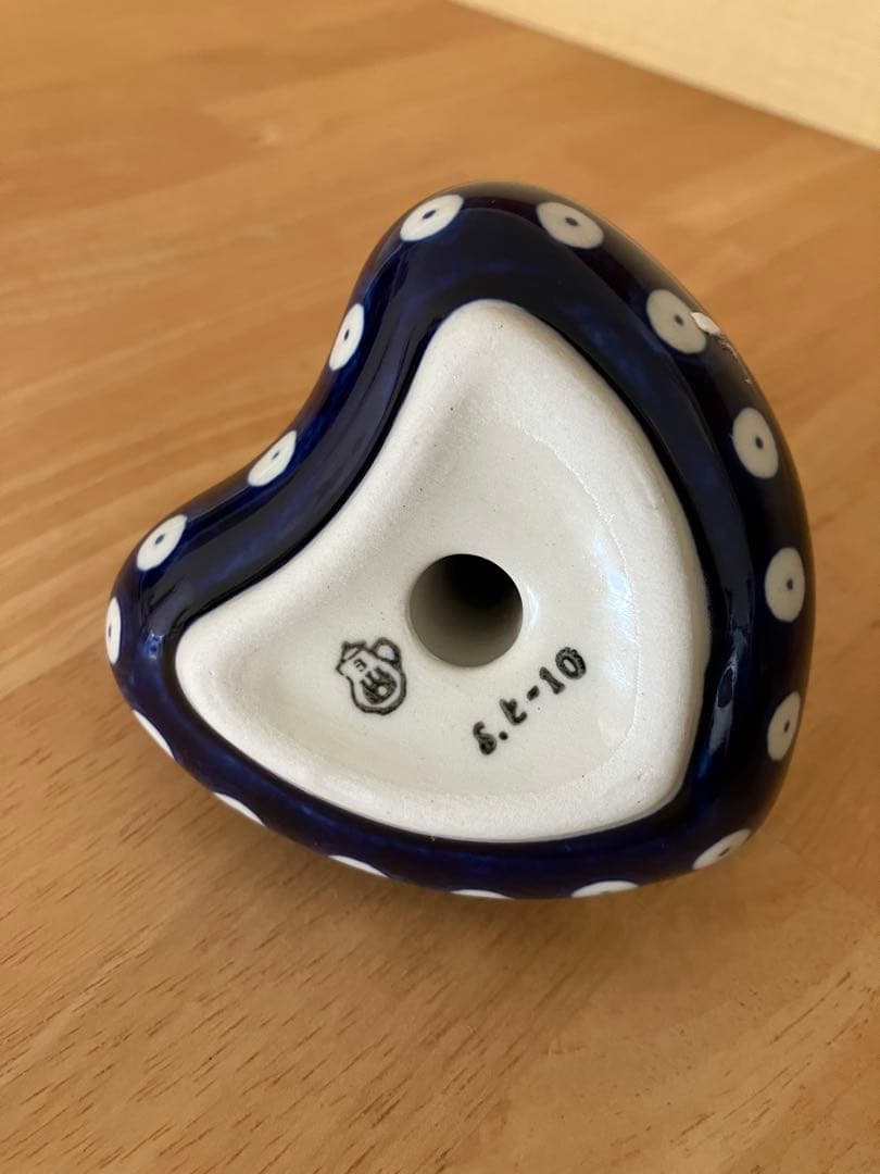 ポーランド食器　ポーリッシュポタリー　リングホルダー　リングトレイ　ハート形