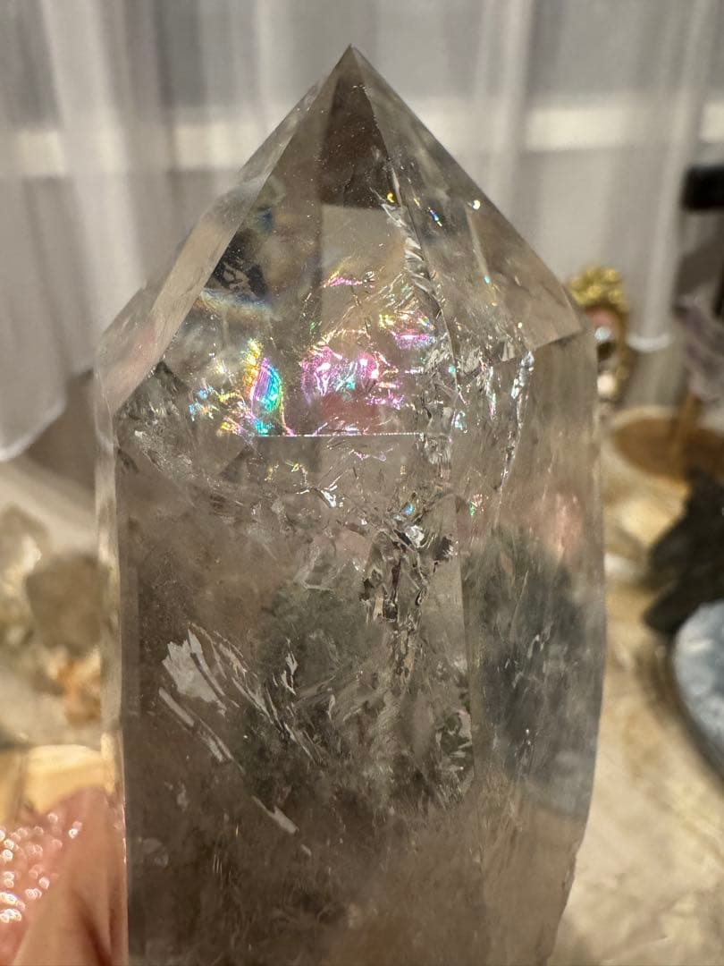 高透明＆高品質　虹ギラギラ⭐︎ガーデンクォーツ ポイント ブラジル産