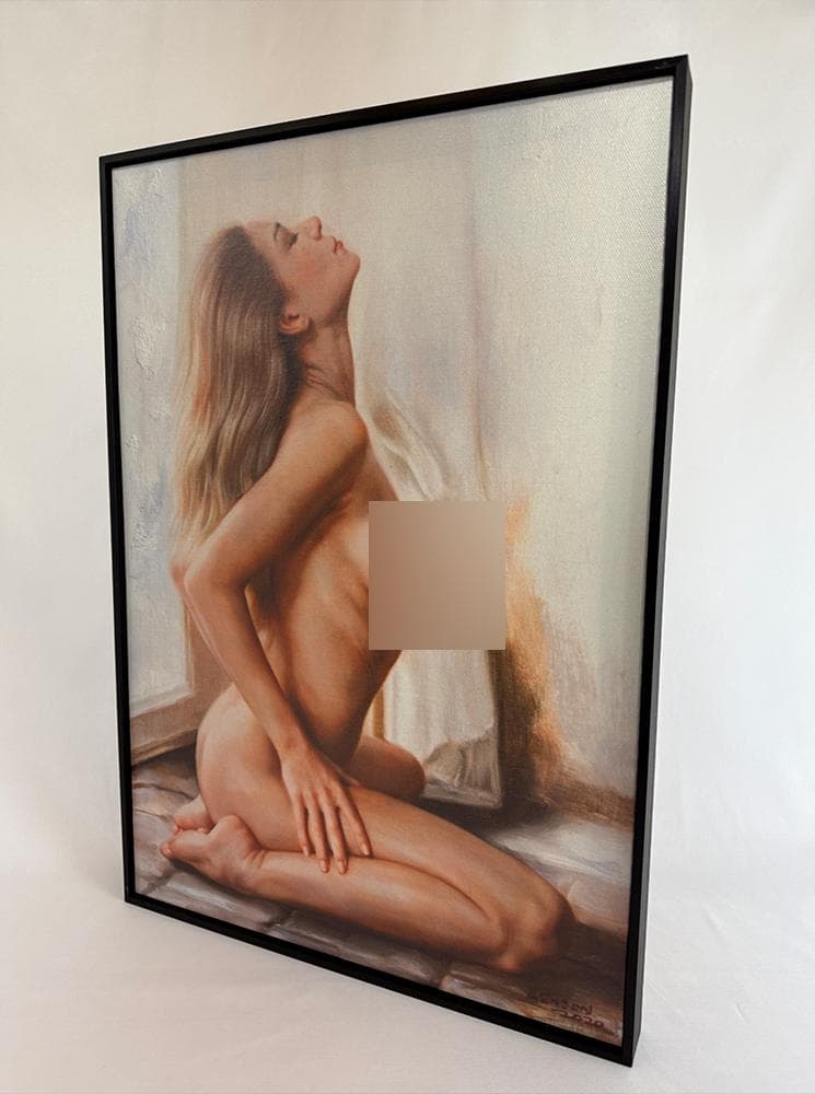 【アート作品】美しい女性をモデルにした油絵風の肖像画・絵画・裸婦画 額込み1