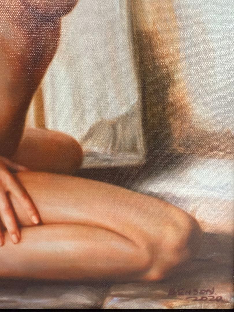 【アート作品】美しい女性をモデルにした油絵風の肖像画・絵画・裸婦画 額込み1