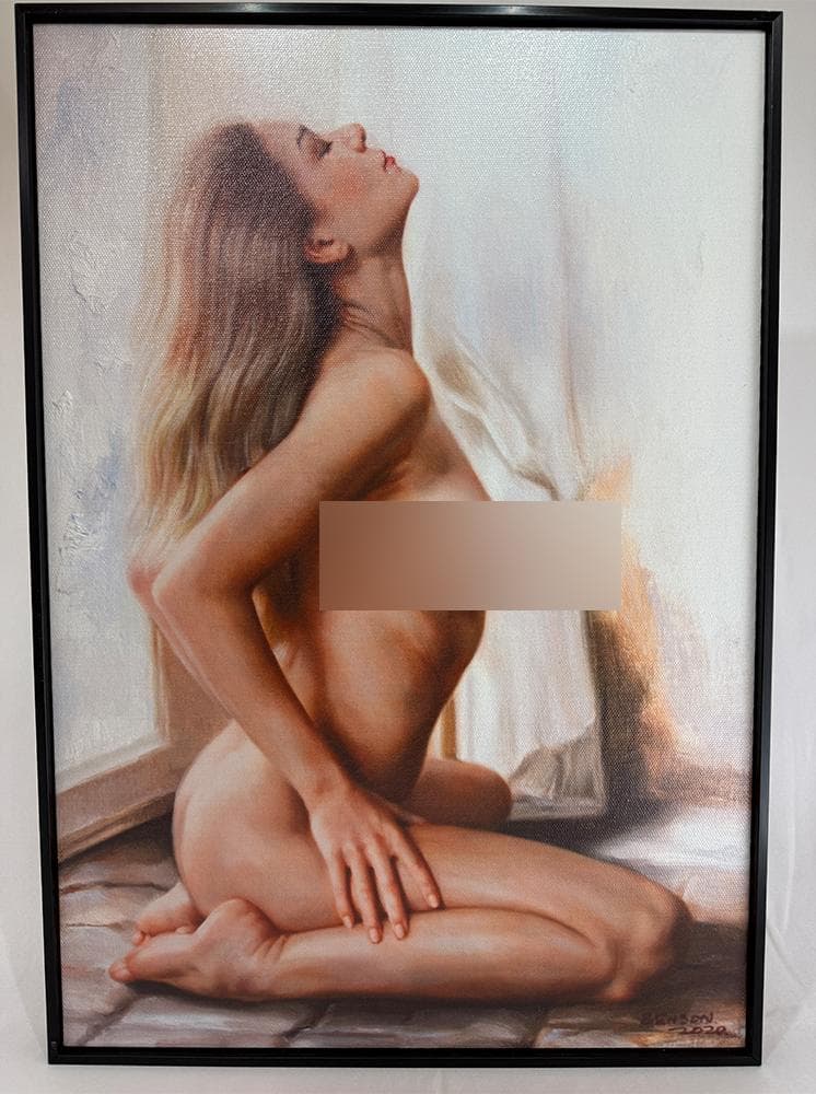 【アート作品】美しい女性をモデルにした油絵風の肖像画・絵画・裸婦画 額込み1
