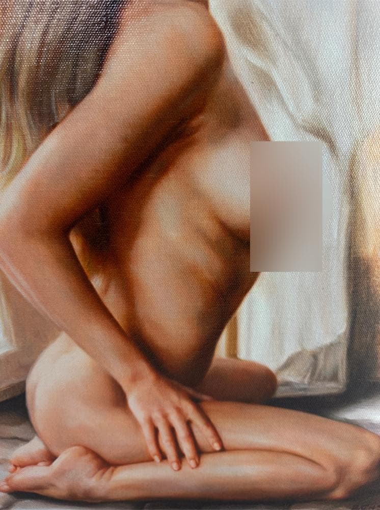 【アート作品】美しい女性をモデルにした油絵風の肖像画・絵画・裸婦画 額込み1