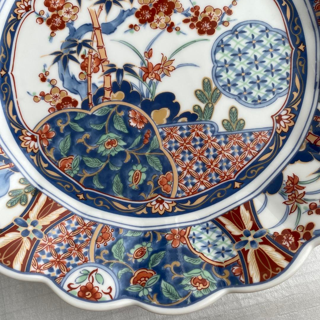 昭和　有田焼　大喜陶苑　大皿　昭和レトロ　アンティーク　高台　骨董品　華やか