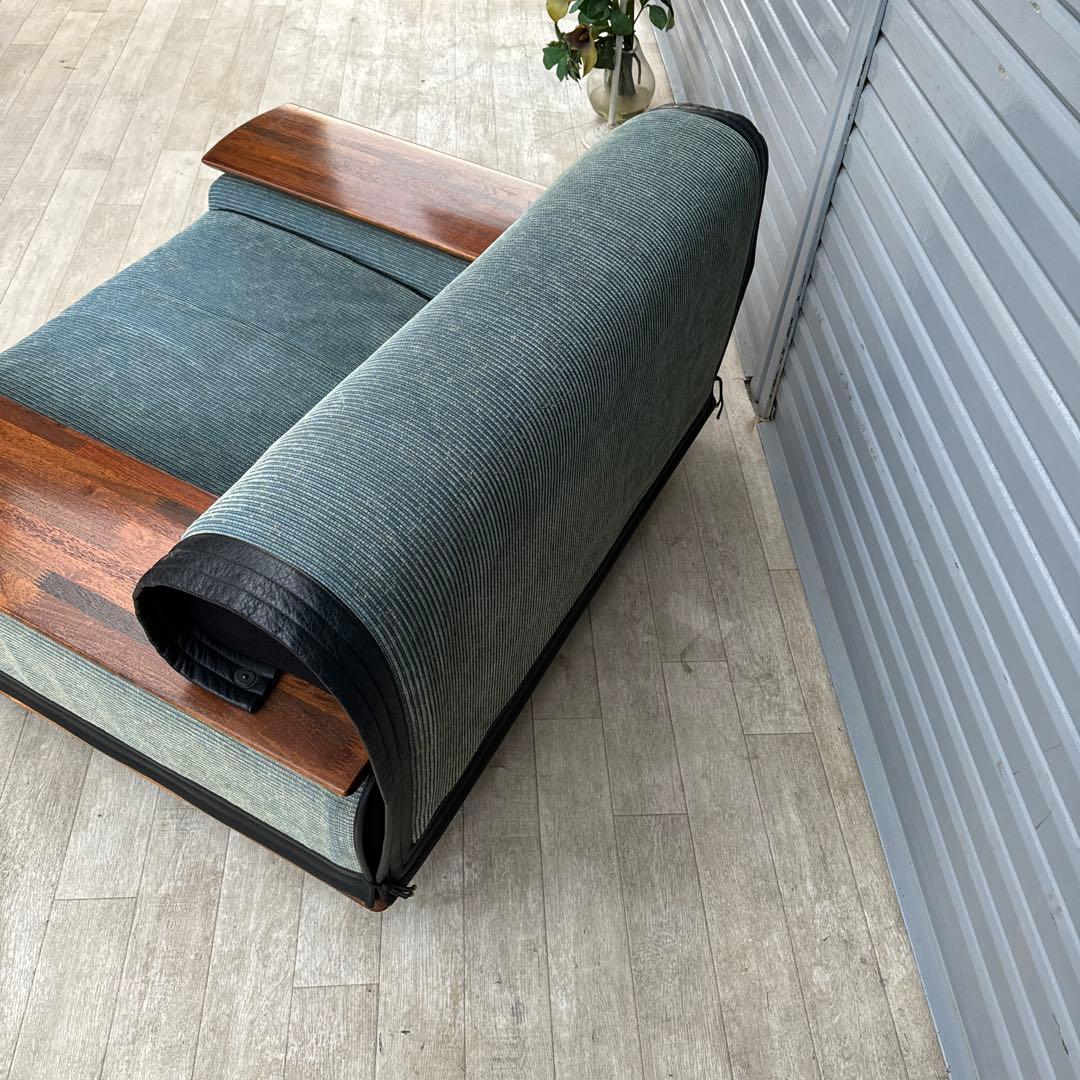 ビベンテ 1人掛けソファ カリン　花梨 ファブリック×革 アームソファ　③