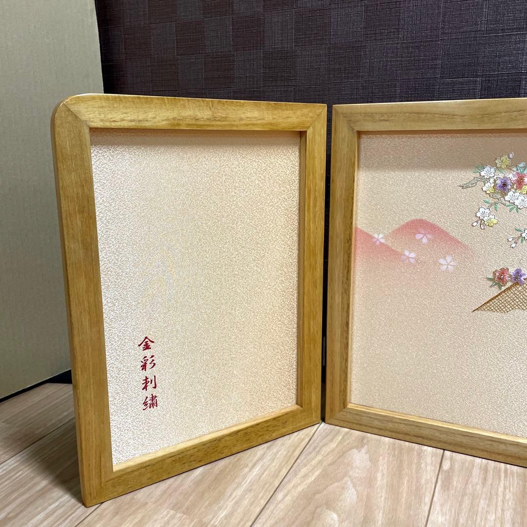 雛人形　桃の節句　屏風刺繍13号　ひのき色新桜花車