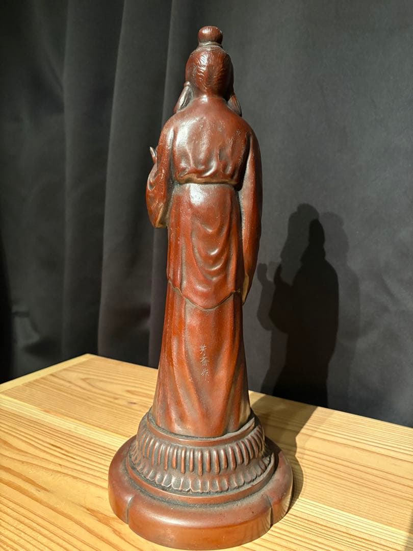 銅製 弁財天像 琵琶持ち 立像 高さ約40cm 木箱付