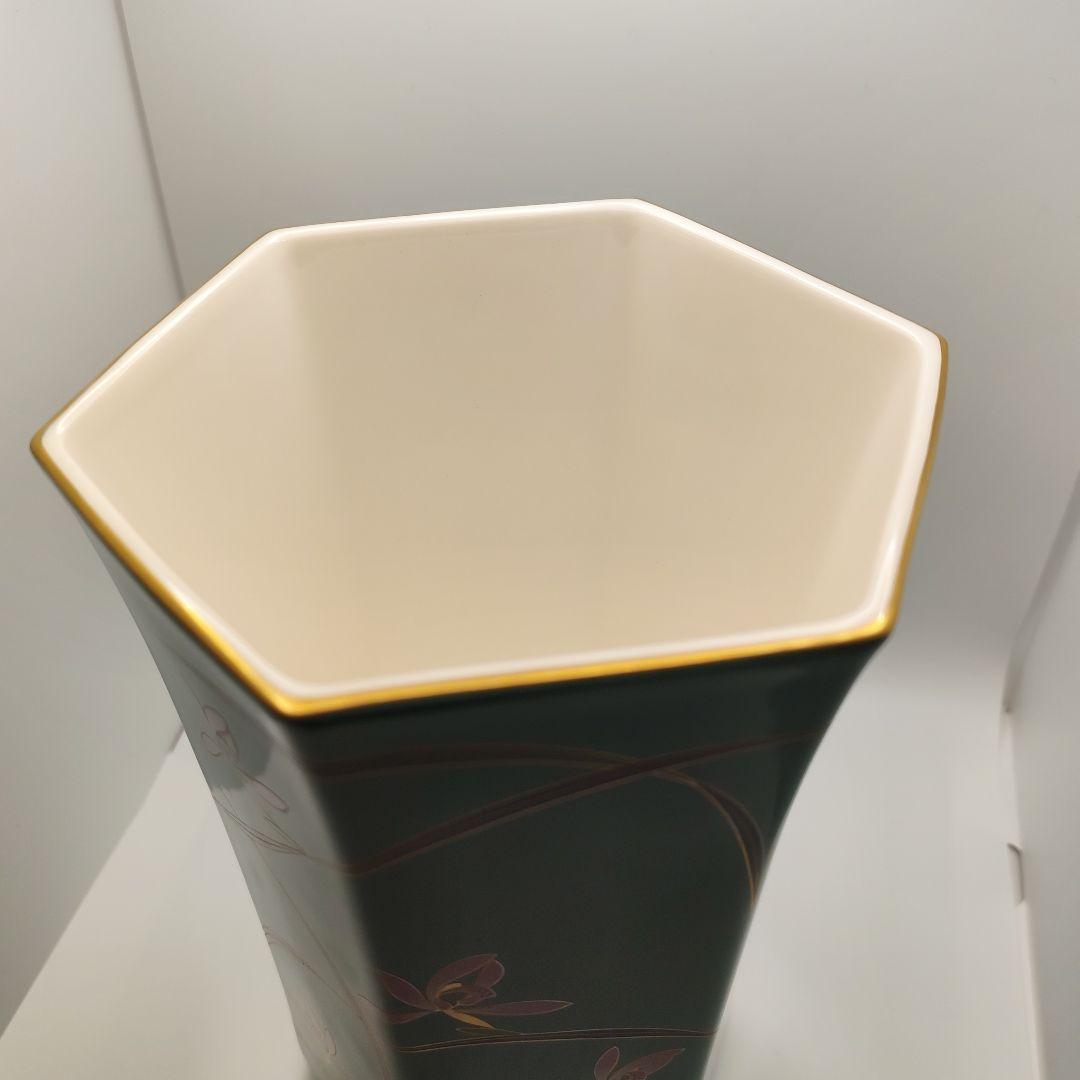 [美品] [希少] 香蘭社 花瓶 花器 華器 花生 六角形 グリーン