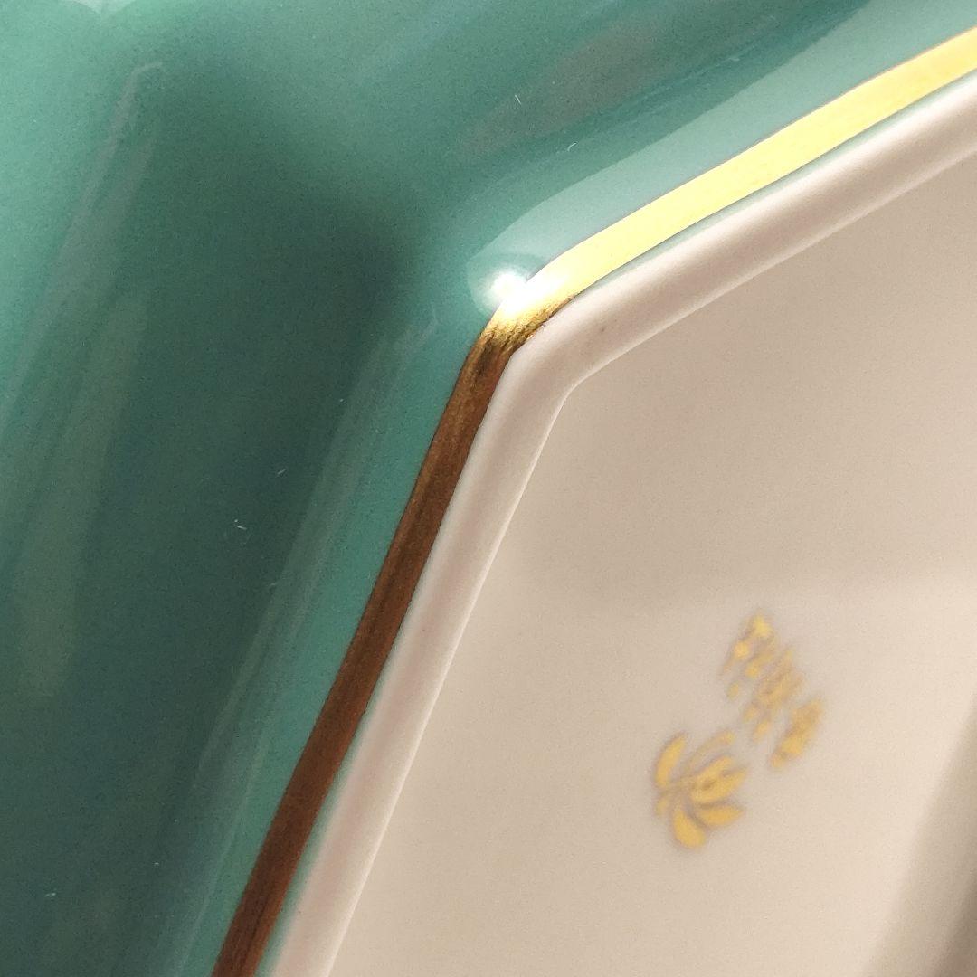 [美品] [希少] 香蘭社 花瓶 花器 華器 花生 六角形 グリーン