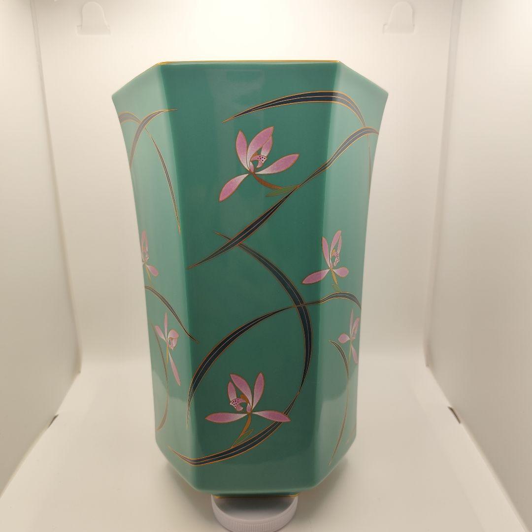 [美品] [希少] 香蘭社 花瓶 花器 華器 花生 六角形 グリーン