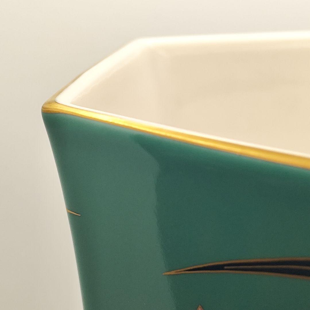 [美品] [希少] 香蘭社 花瓶 花器 華器 花生 六角形 グリーン