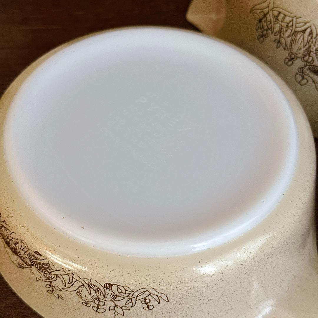 美品 オールドパイレックス フォレストファンシー蓋付キャセロール3点