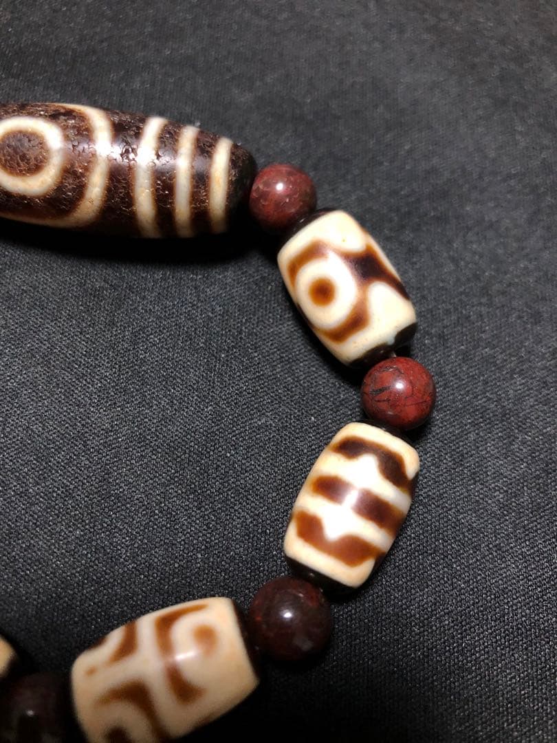 秘蔵台湾天珠‼️西蔵老礦古代伝承百化老化黒二眼天珠ブレスレット