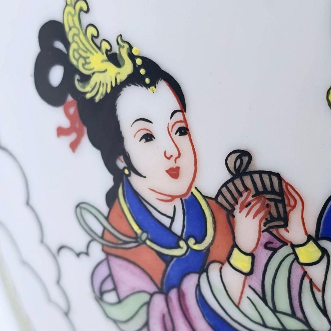 中国美術 鳳蕭圖 花瓶 仙女 磁器製花瓶 乾隆年製 職人手描き 西王母 当時物