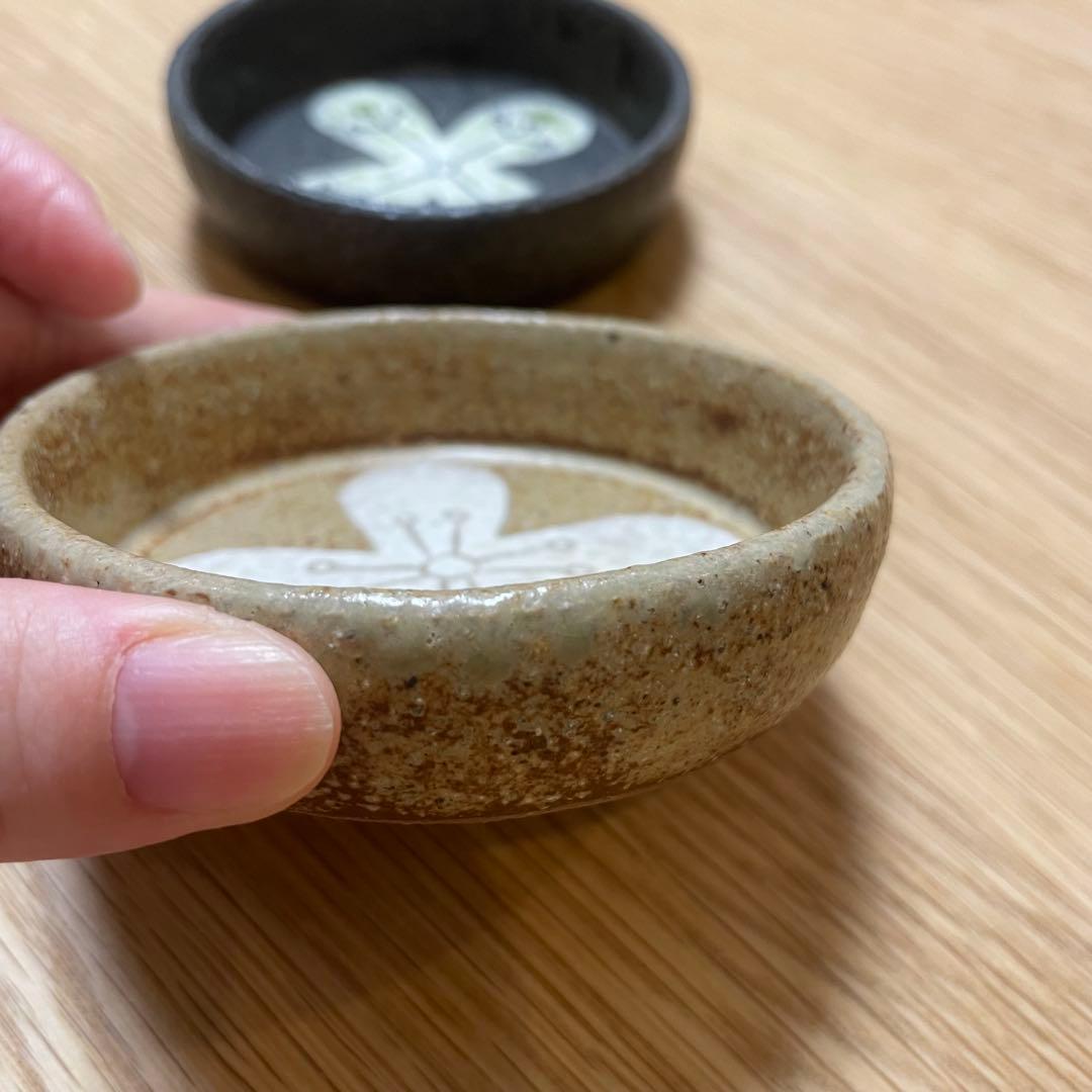 【北川タケシ】小丸皿　作家のうつわ　美品　花絵柄　2枚セット