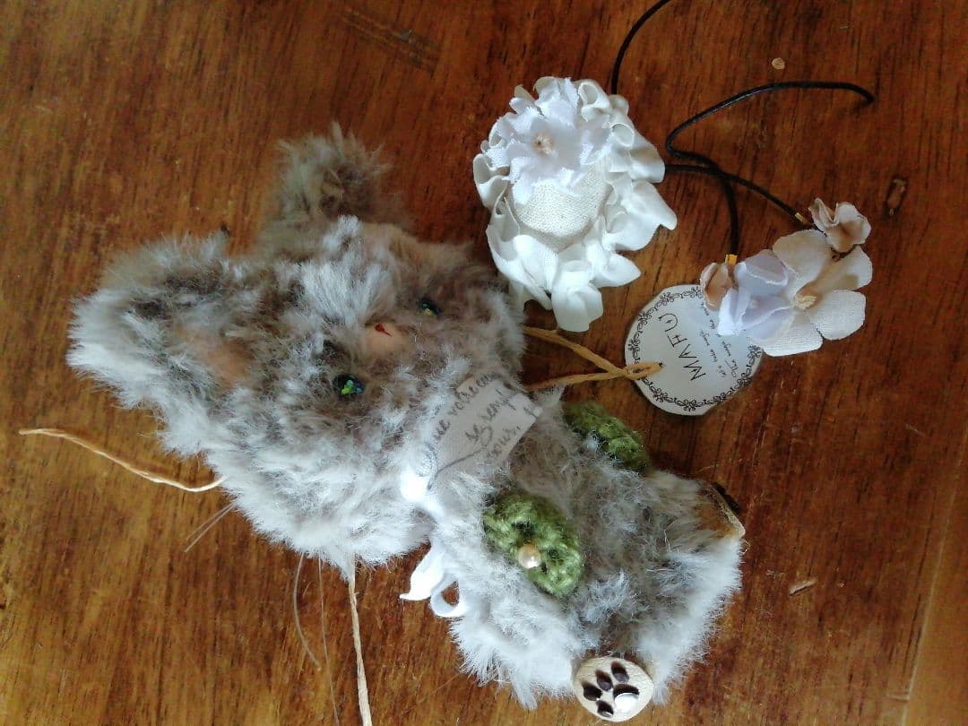 編みぐるみ♡ねこ꒰ ᐢ⸝⸝•༝•⸝⸝ᐢ ꒱お花小物付き☆送料無料♪