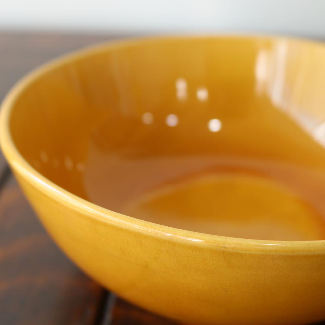 淡路珉平焼　山吹色　 黄釉　深鉢　1点（骨董古美術古伊万里茶道具菓子器