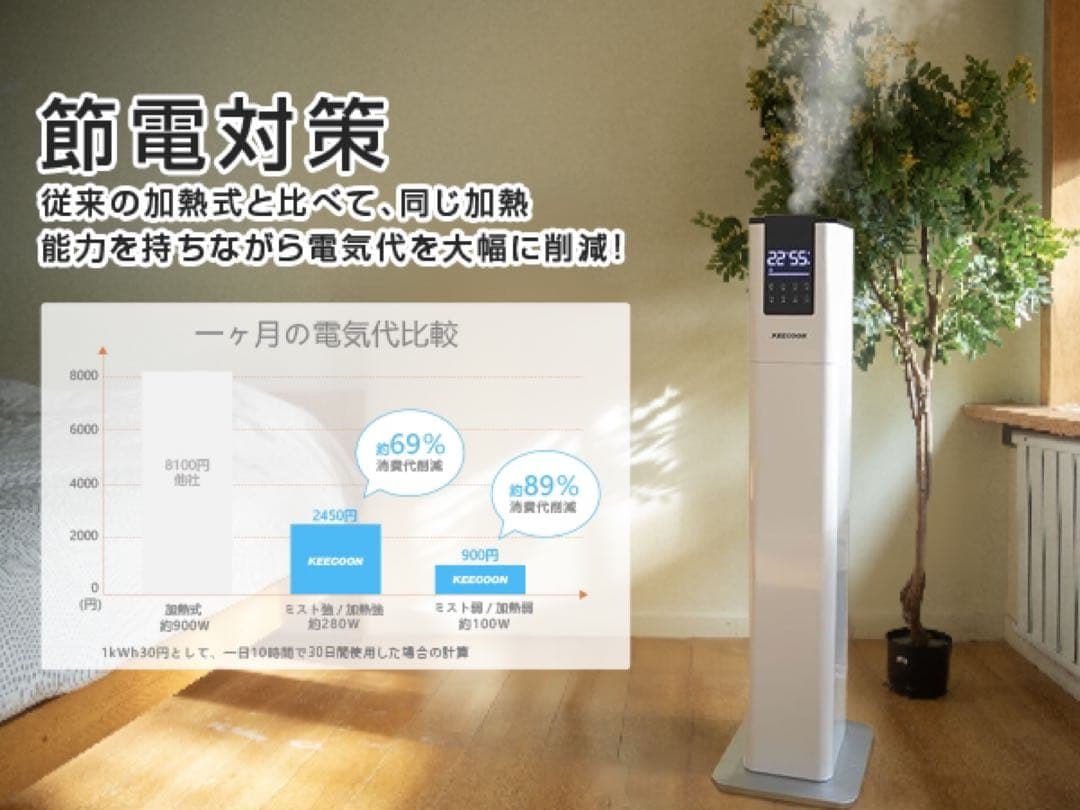 加湿器 大容量 加熱式 大型 高温&除菌 アロマ超音波 水タンク