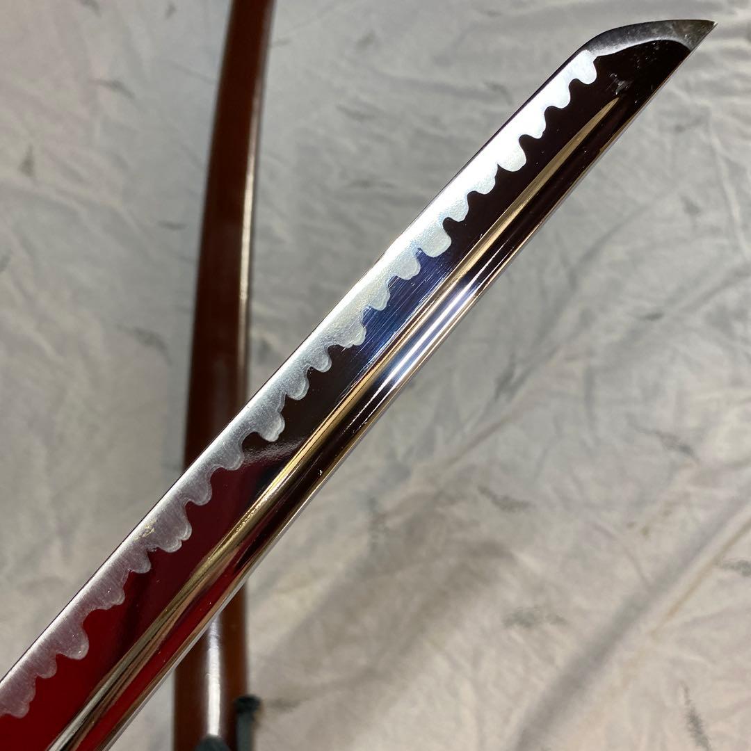 居合大刀 茶柄 十字透し丸鍔 茶梨地鞘