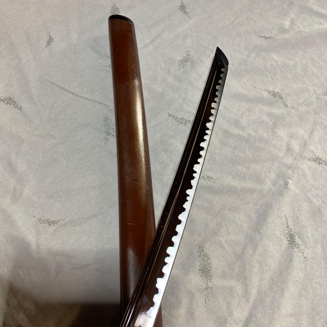 居合大刀 茶柄 十字透し丸鍔 茶梨地鞘