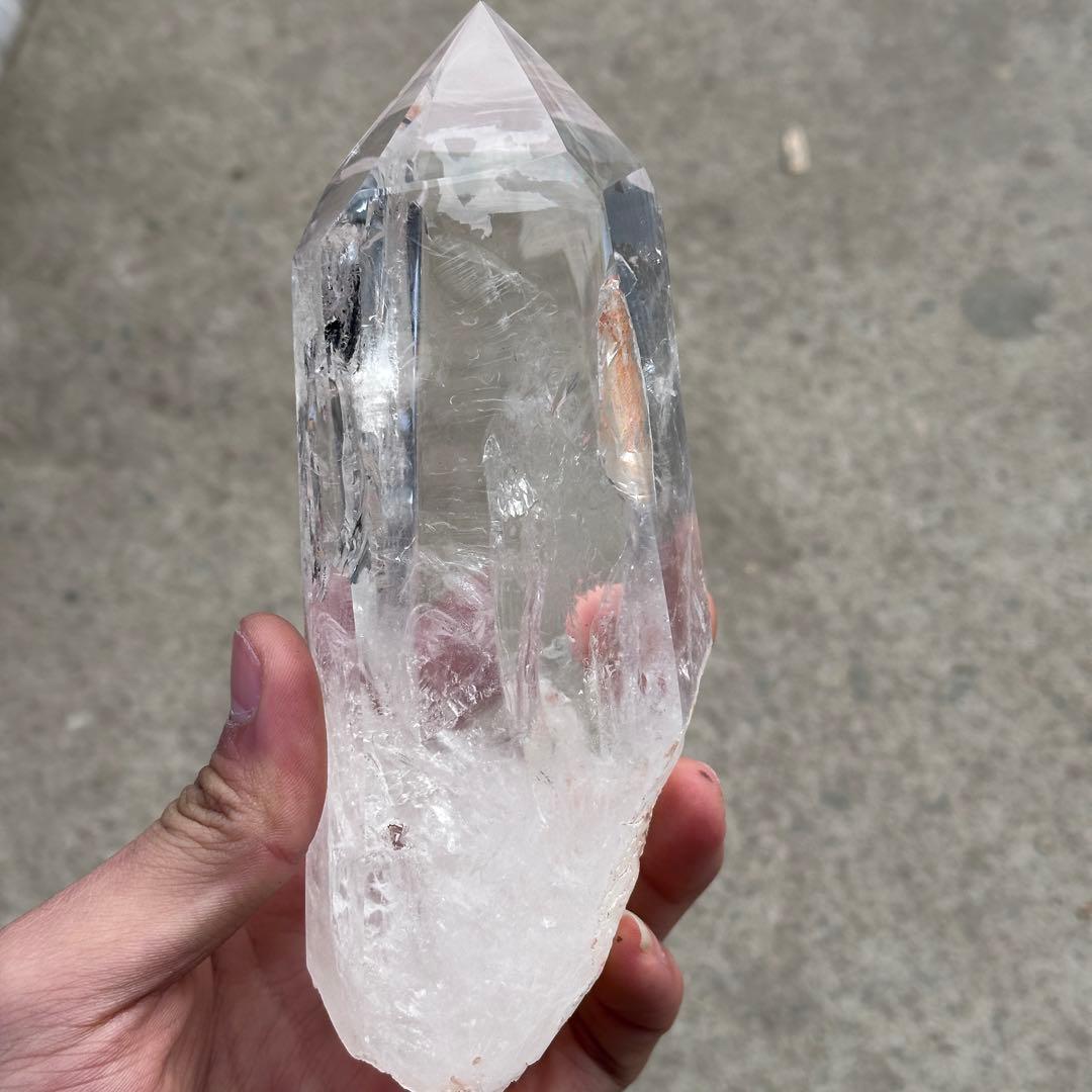 天然石虹あり　水晶のポイント　置物　ご購入前に在庫確認必要G.835