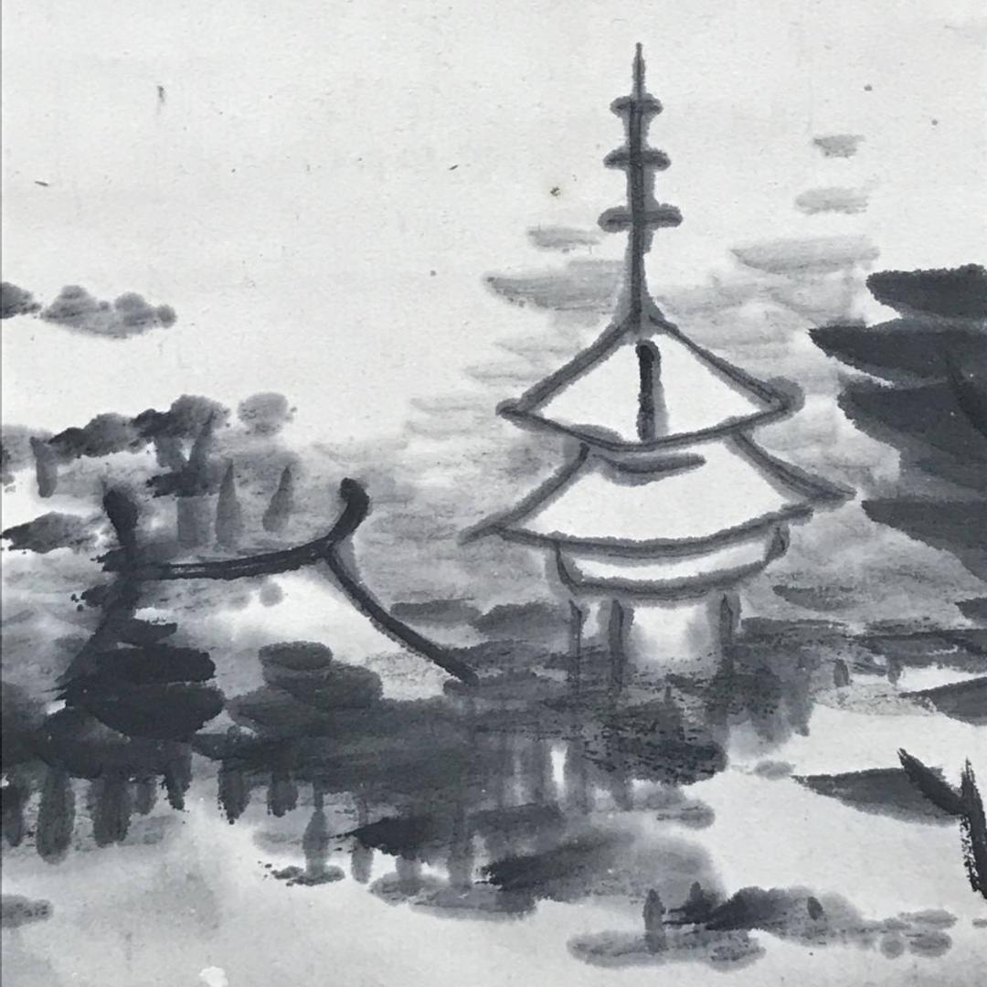 作者不詳/山水画賛/山水図/掛軸/名家伝来/AB-993
