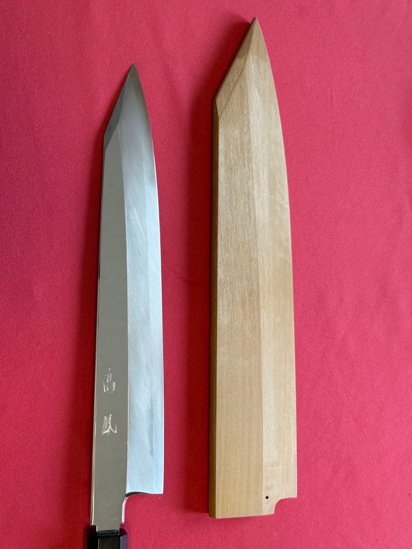 勘所切付　高鳳　黒檀柄　鏡面　銀三　未使用