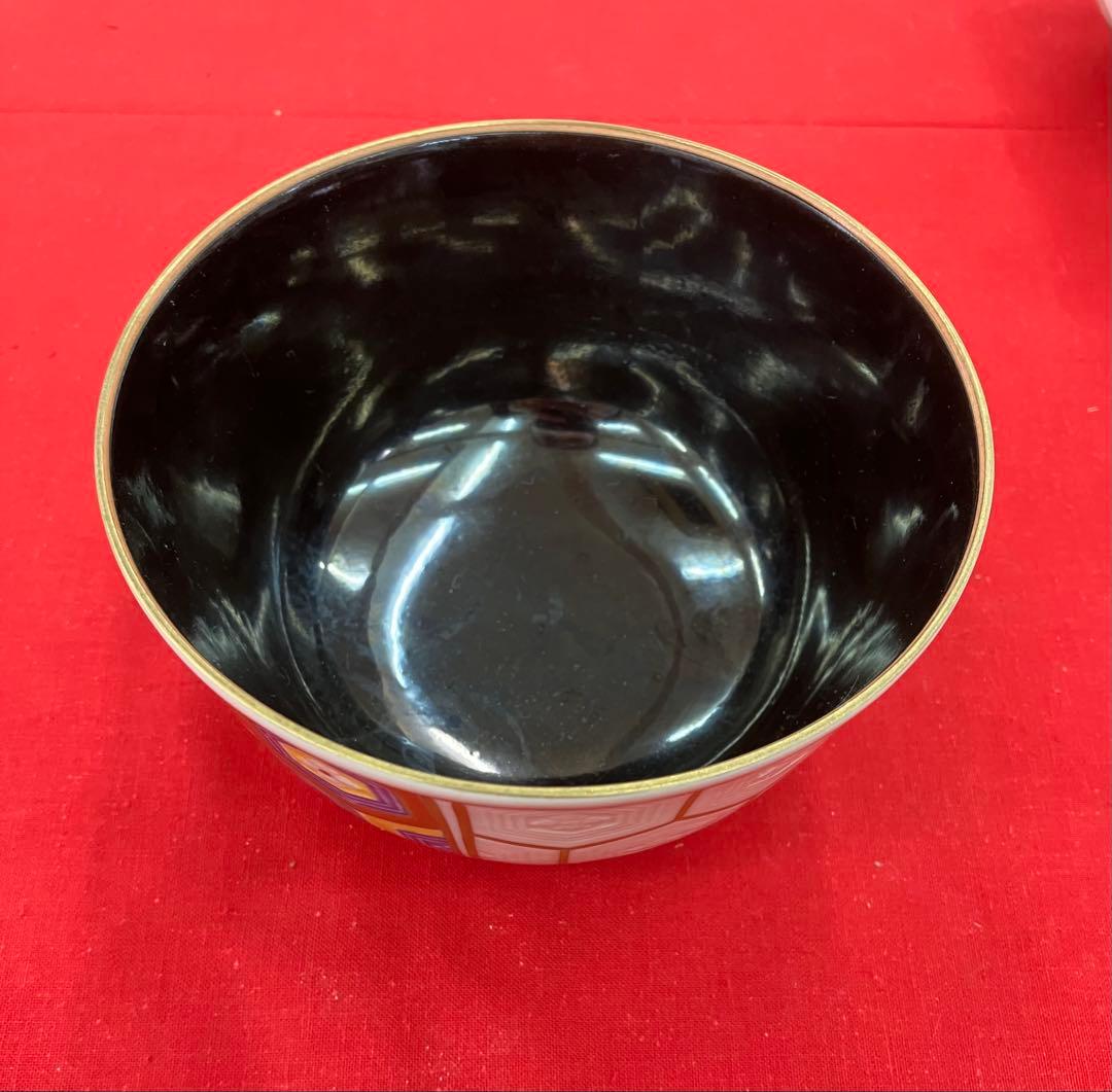 九谷焼 彩色 蓋つき煮物椀 昭和初期 5個セット