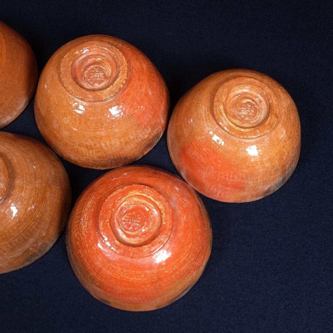 楽吉左衛門 覚々斎好 赤 蓋茶碗 蓋碗 向付 5客 共箱