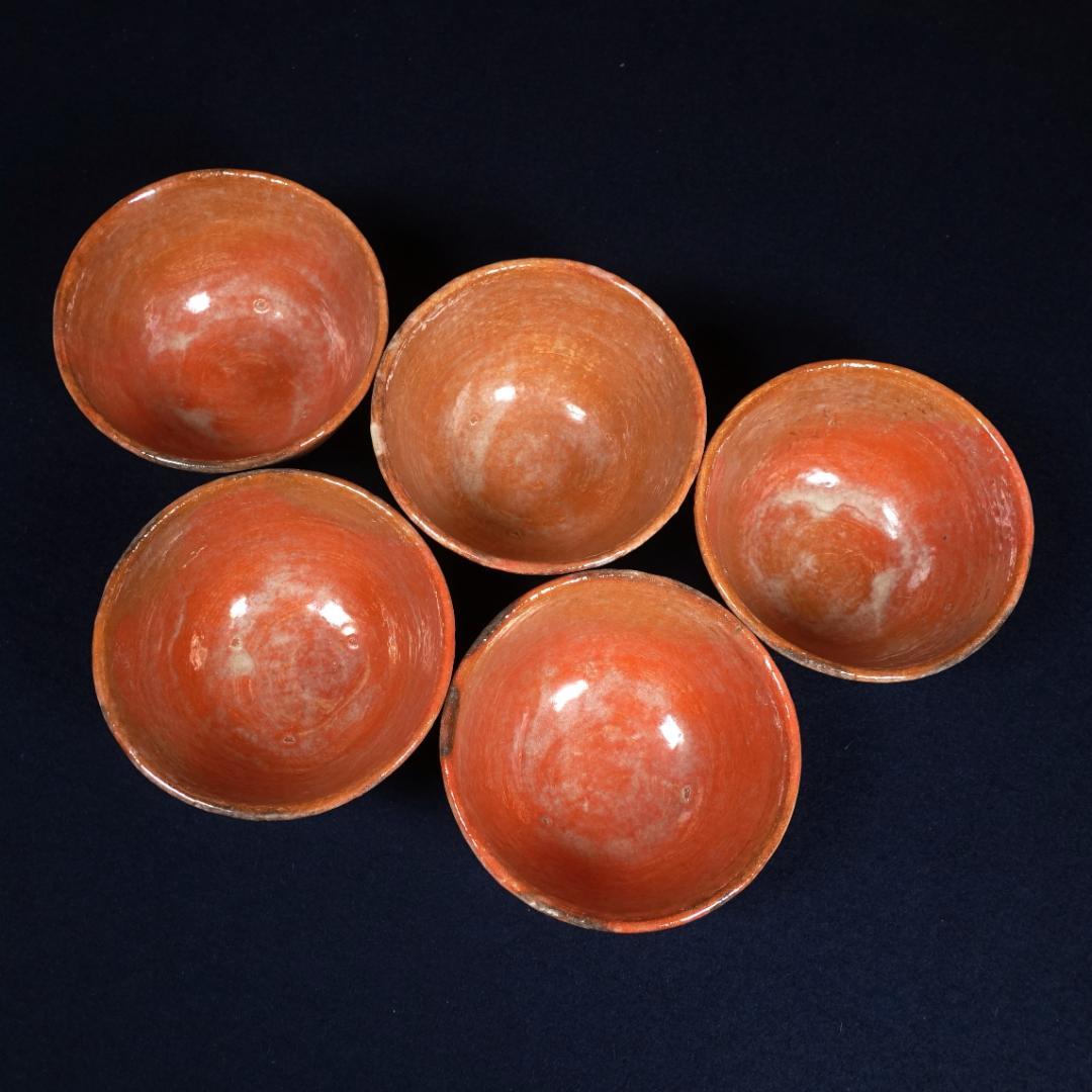 楽吉左衛門 覚々斎好 赤 蓋茶碗 蓋碗 向付 5客 共箱