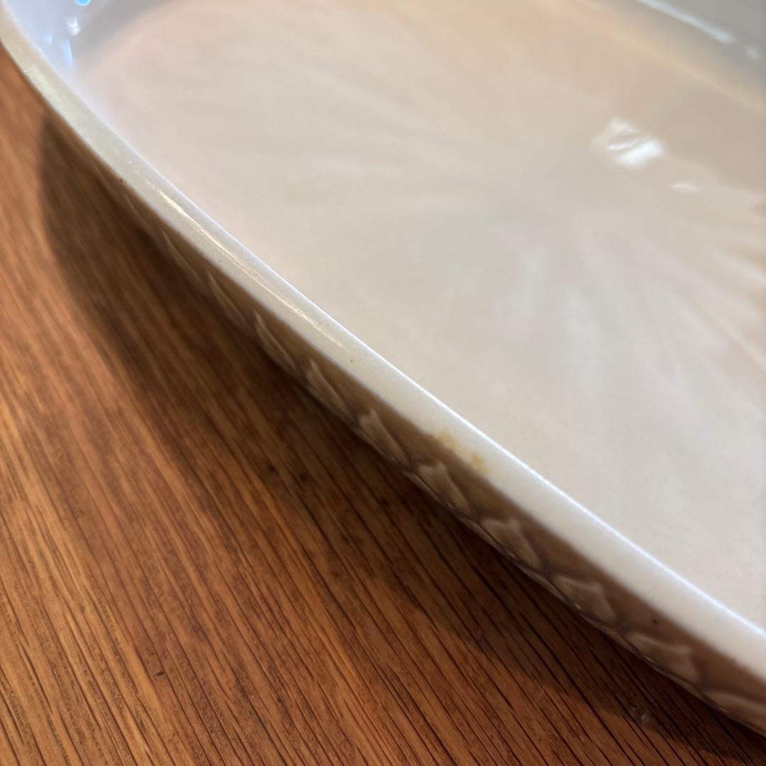 北欧ヴィンテージ　クイストゴー　レリーフ　持ち手付きオーバルプレート　大皿