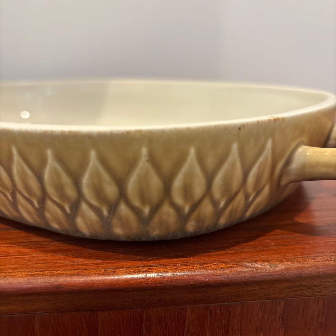 北欧ヴィンテージ　クイストゴー　レリーフ　持ち手付きオーバルプレート　大皿