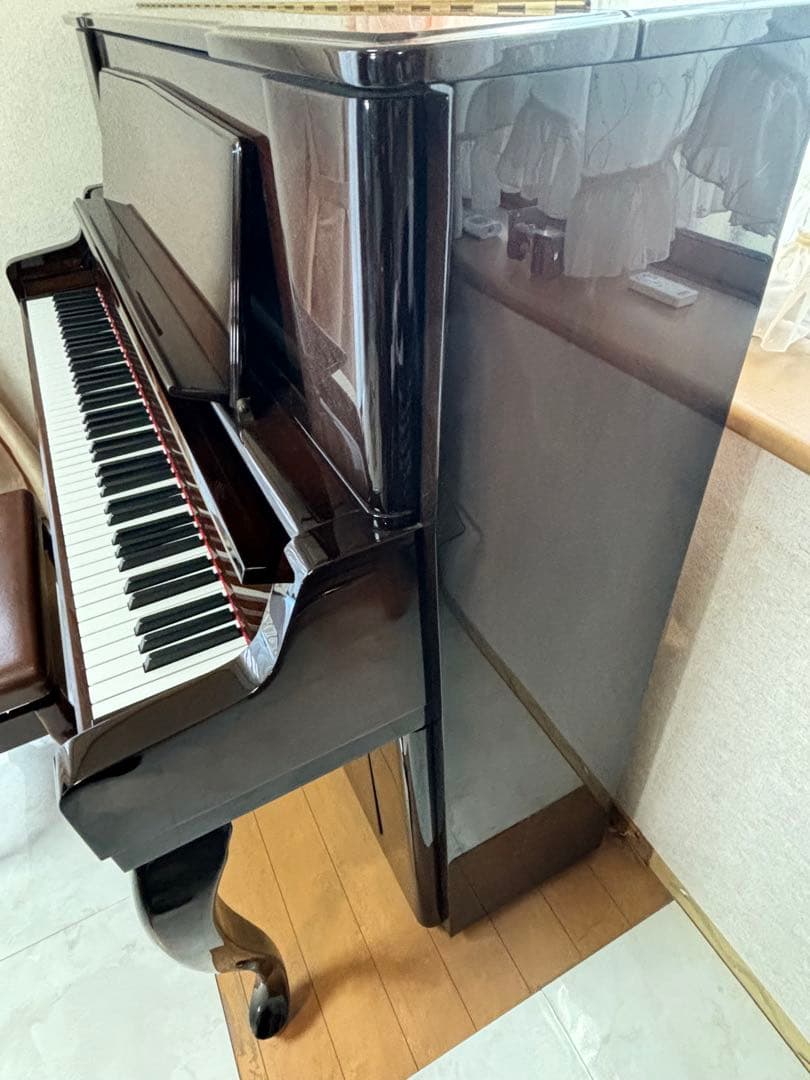 APOLLO 猫足アップライトピアノ ブラウン 椅子付き